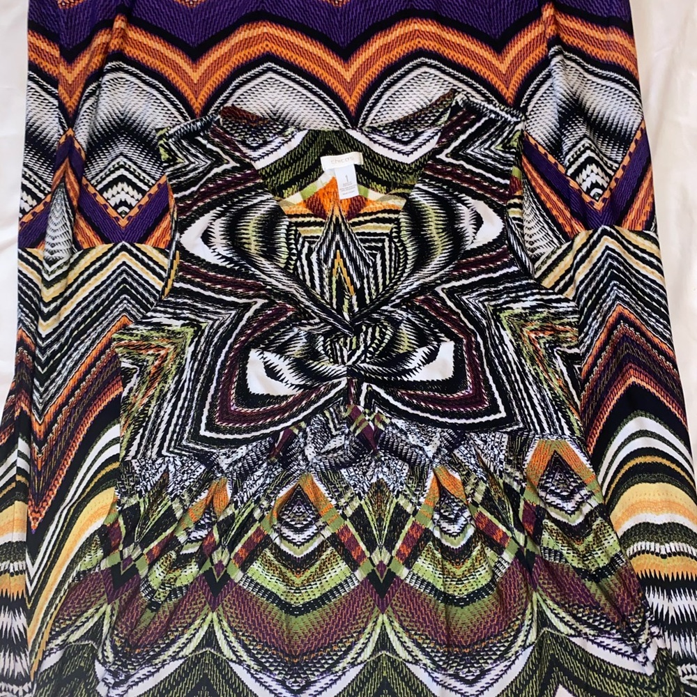 Chico's Multicolor Chevron Maxi Dress in Black, Orange & Purple - Picture 2 of 5